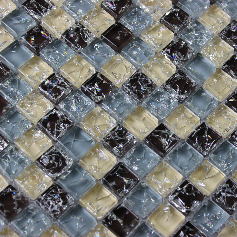 佳纷石材水晶冰裂马赛克l蓝色地中海玻璃背景墙鞋柜卫生间淋浴砖