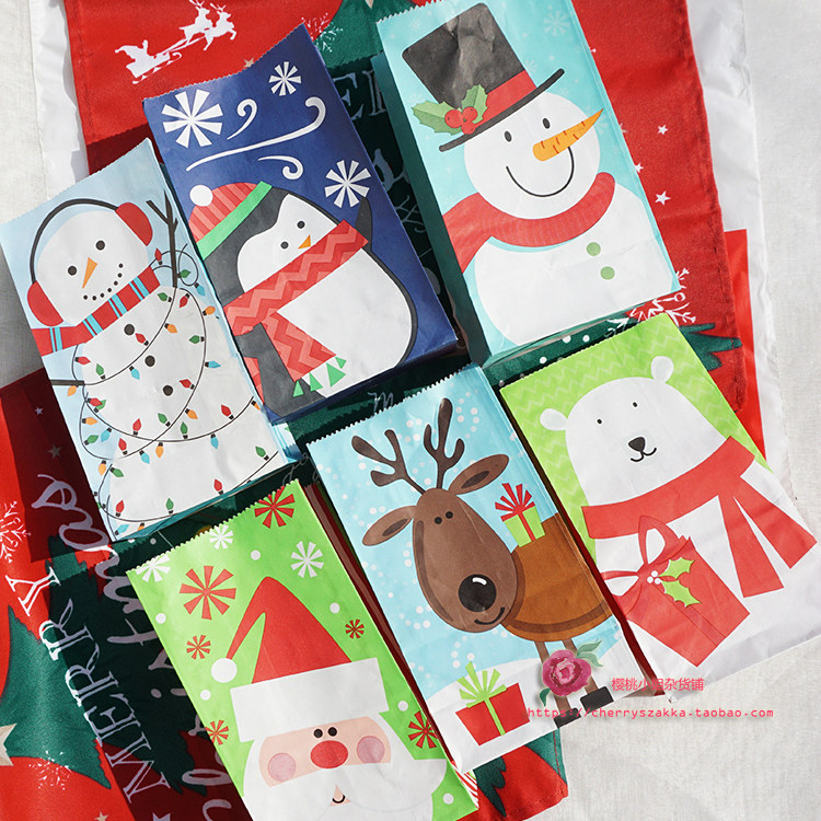 包邮圣诞节可爱卡通礼品袋新年礼物饼干包装纸袋礼盒包装袋糖果袋