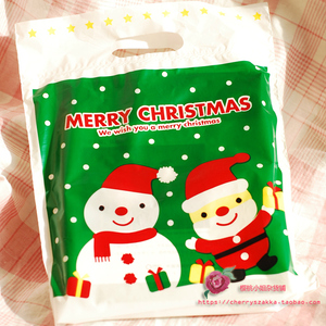10个日本可爱圣诞节MERRY CHRISTMAS礼品包装袋儿童糖果袋手提袋