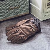 小熊爪头层牛皮复古做旧工装 翻毛防风户外摩托车骑行保暖真皮手套