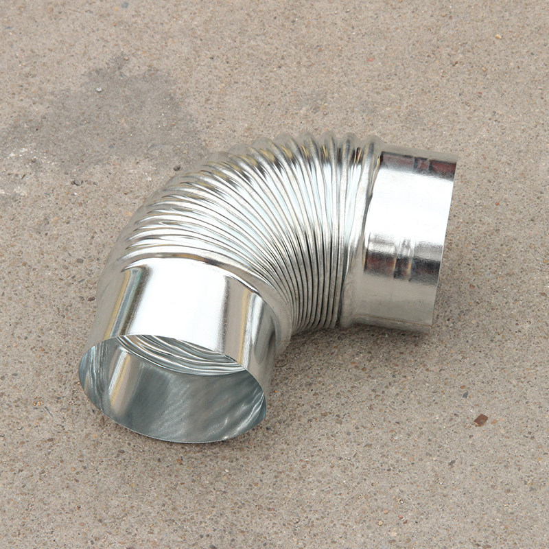 10厘米直径烟囱弯头 加厚白铁皮烟管 弯头排烟管烟筒家用拐弯接头