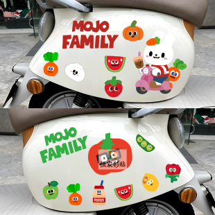 MOJO可爱卡通装 饰贴应援汽车划痕遮挡贴电动车行李箱卜卜白兔贴纸