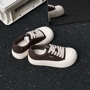 有单有绒【运费险三包】减龄娃娃头增高厚底小白鞋女真皮板鞋2025