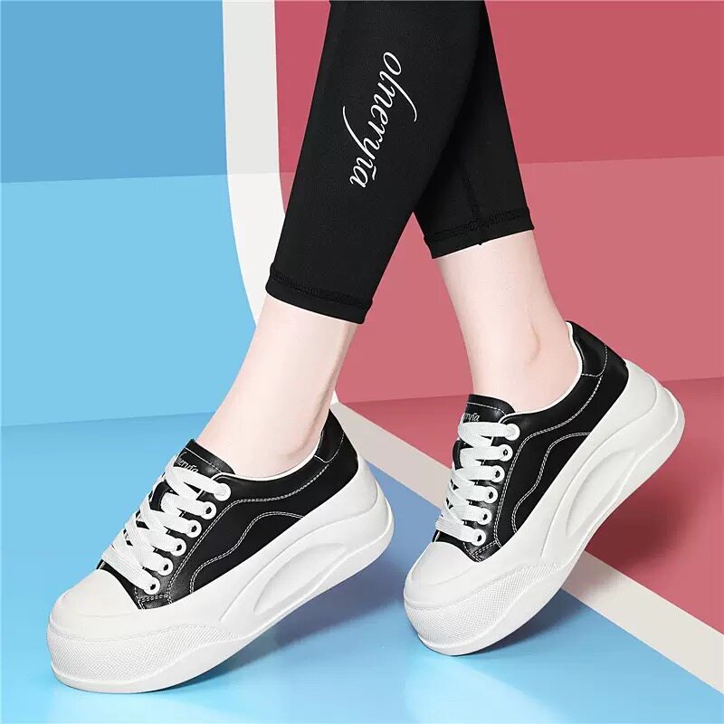 【运费险三包】超轻便5CM增高厚底鞋女真皮松糕跟小白鞋2026新款