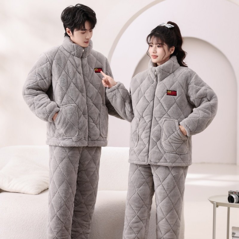 2025冬季情侣款米粒绒三层夹棉加厚拉链防风特厚可外出家居服睡衣,女士内衣/男士内衣/家居服,睡衣/家居服套装,淘宝优惠券,粉丝福利购,淘宝优惠卷