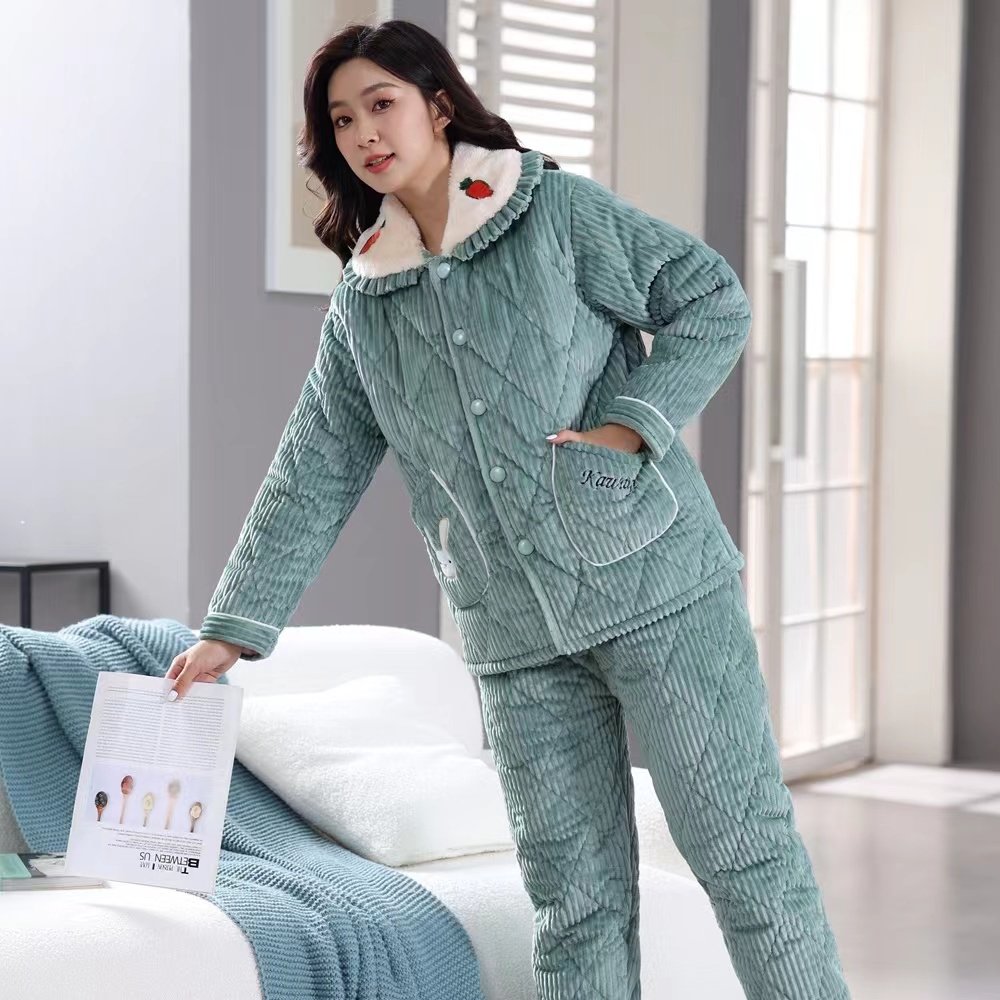珊瑚绒冬季睡衣女保暖加厚加绒三层夹棉袄秋冬款套装法兰绒家居服,女士内衣/男士内衣/家居服,睡衣/家居服套装,淘宝优惠券,粉丝福利购,淘宝优惠卷