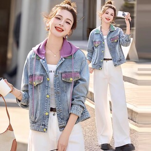 减龄洋气时尚牛仔短外套女春秋2026新款今年流行爆款连帽夹克上衣