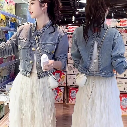 小个子短牛仔外套女小众夹克上衣