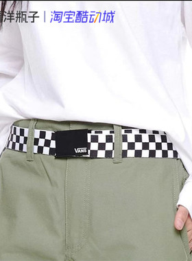 Vans 范斯 黑白棋盘格字母 男女同款情侣帆布腰带 VNA031J1Y28