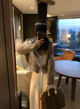 大小姐77 鼎奢超幼baby马海毛蓬松高克重毛茸茸秋冬毛衣开衫外套