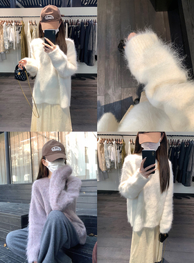 大小姐77年 秘鲁ding级79%苏力baby羊驼毛蓬松雾面慵懒套头毛衣