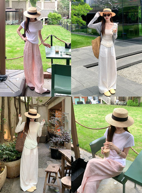大小姐77口碑系列 100色织亚麻松弛高级显贵休闲百搭显瘦阔腿裤女