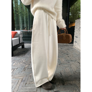 大小姐77 500g醋酸羊毛混纺加厚加绒过冬保暖显瘦弯刀休闲阔腿裤