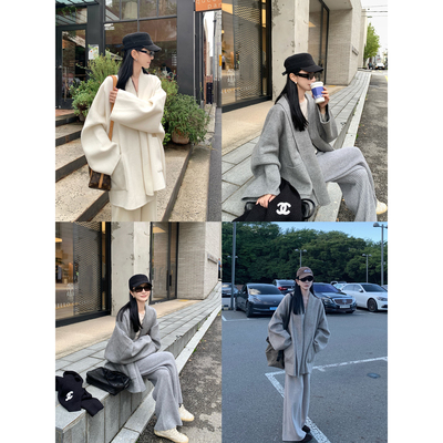 大小姐77秘鲁10苏力90澳州羊毛皮草感柔软细腻老钱双面呢大衣外套