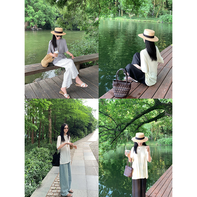 大小姐77 超轻柔肤感进口美利奴羊毛莱塞尔微透轻盈裸感宽松懒人T