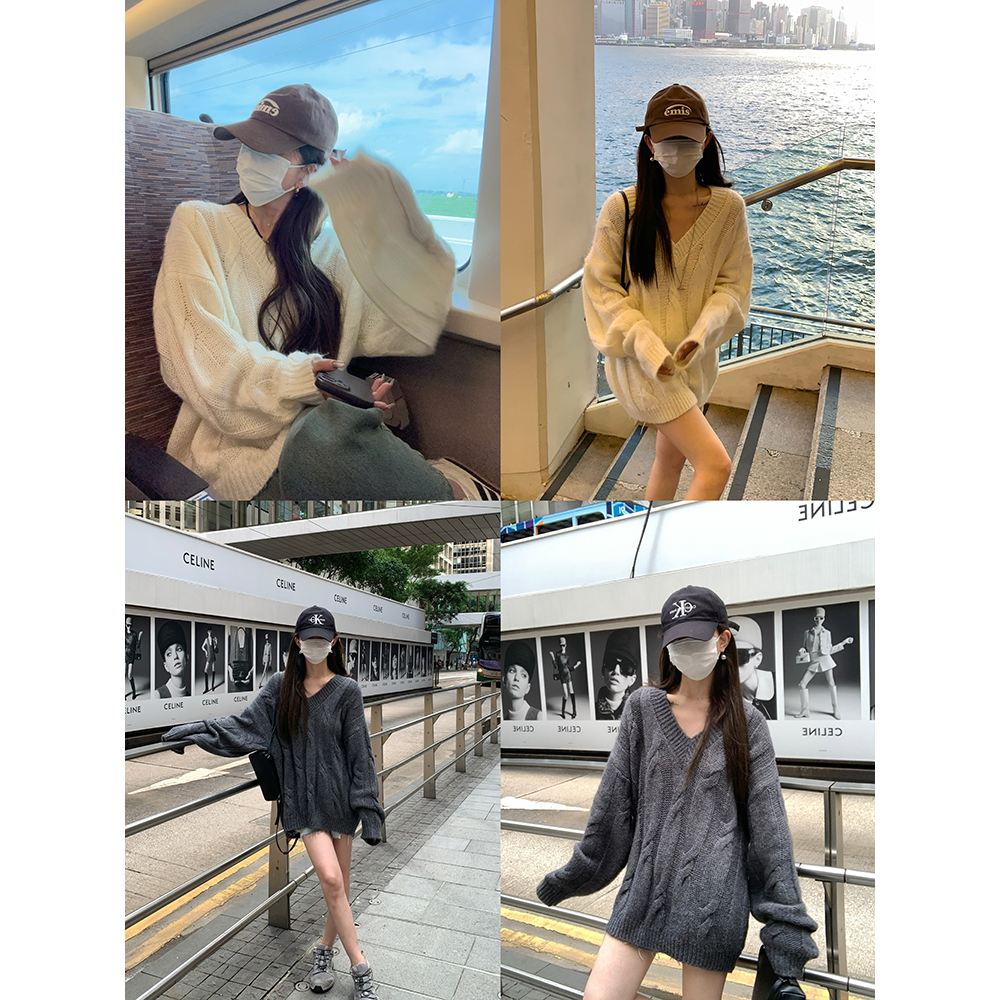 大小姐77V领通勤v领毛衣