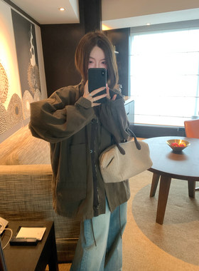大小姐77 重工立裁复古做旧酵洗风衣猎装夹克工装新款短外套女