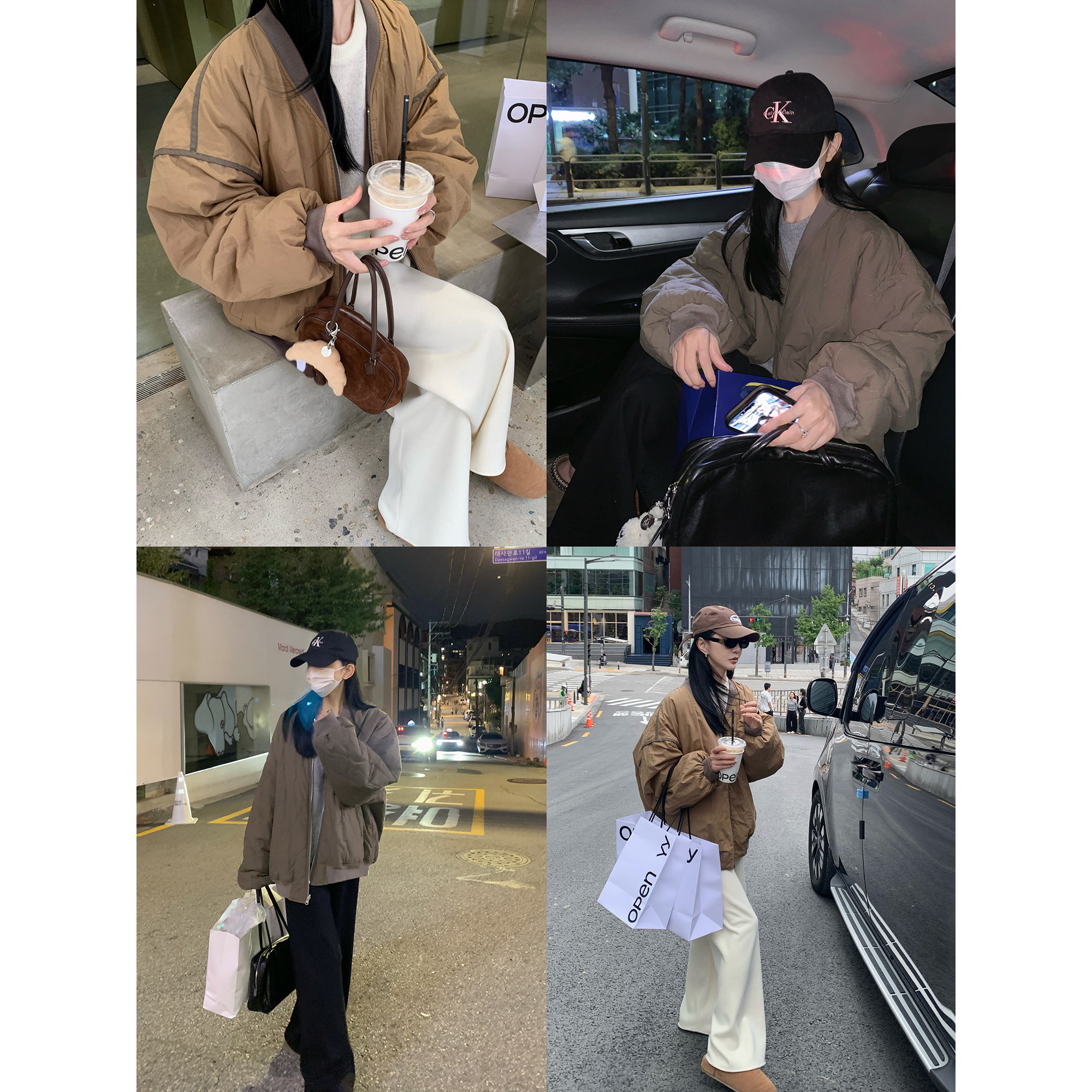 大小姐77 ins博主感时髦极简两面穿葫芦绗缝撞色慵懒加厚棉服外套