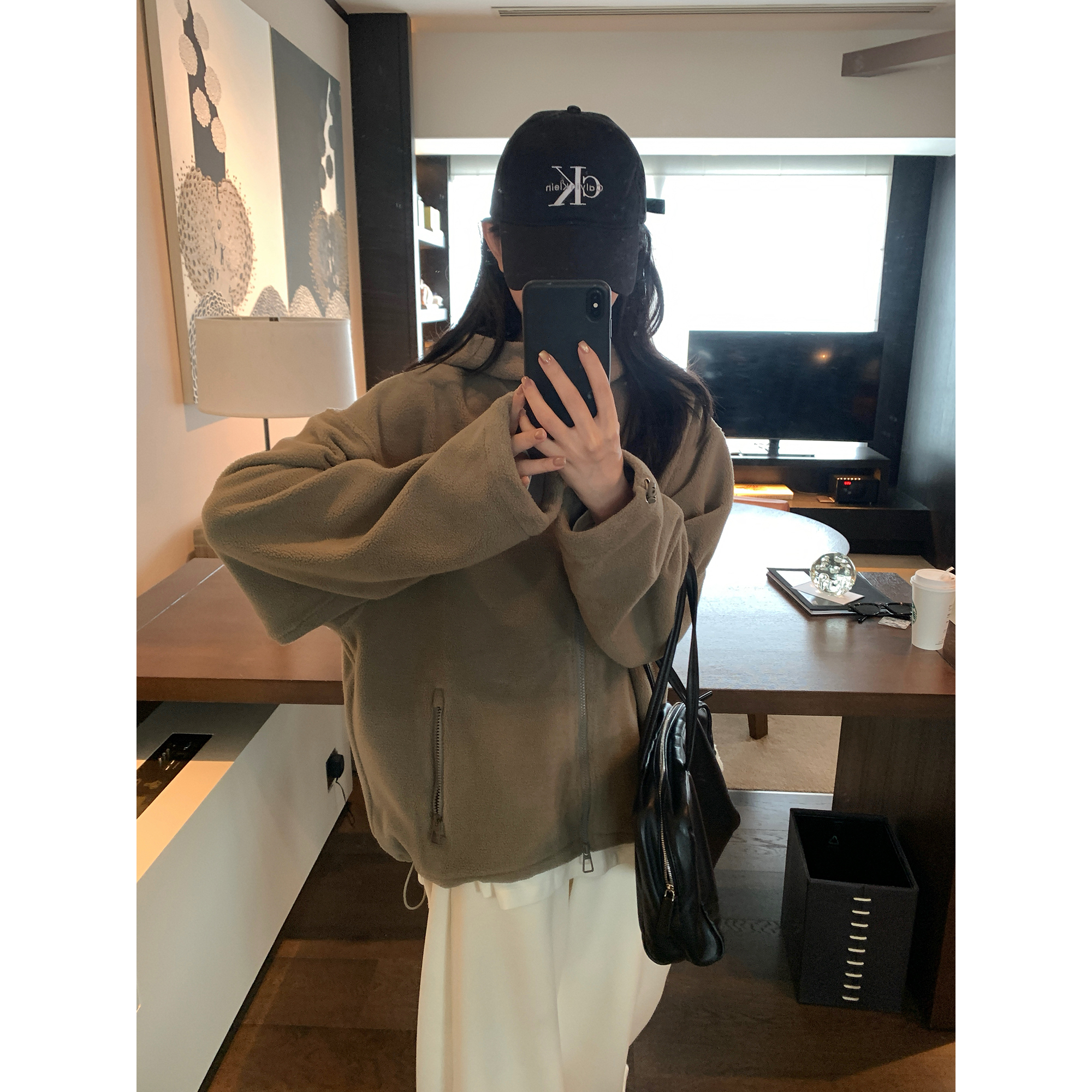 大小姐77舒服入冬！软糯时髦慵懒温暖摇粒绒拉链开衫宽松休闲外套