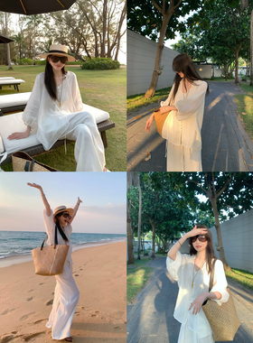 大小姐77呼吸感氧气穿搭100苎麻夏日轻透法式V领显瘦衬衫防晒上衣