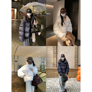 大小姐77重磅！！裸感无胆布大朵90白鹅绒轻柔保暖翻领羽绒度外套