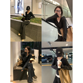 上衣阔腿裤 大小姐77 2024新品 假两件连帽套装 松弛感秋冬新宠～