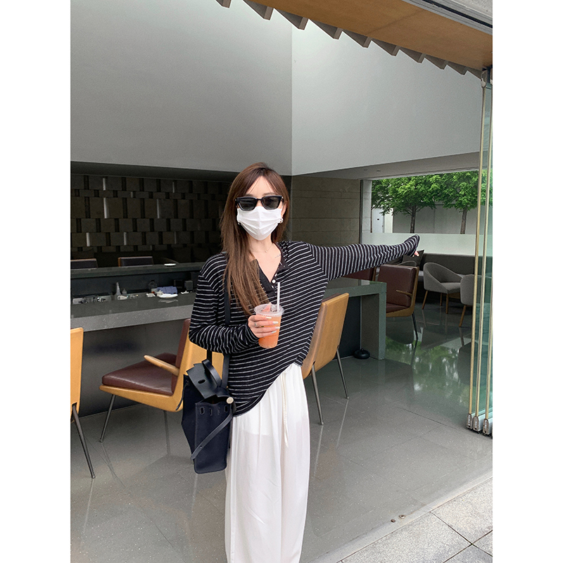 长袖通勤黑色条纹长袖T