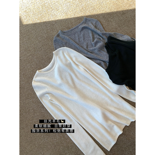 大小姐囤货系列!丝光羊毛柔软亲肤卷边领口修身显瘦内搭长袖打底