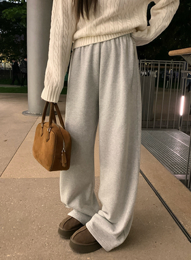 大小姐77 一条过冬！baby绒加厚香蕉卫裤高腰加厚保暖阔腿卫裤女