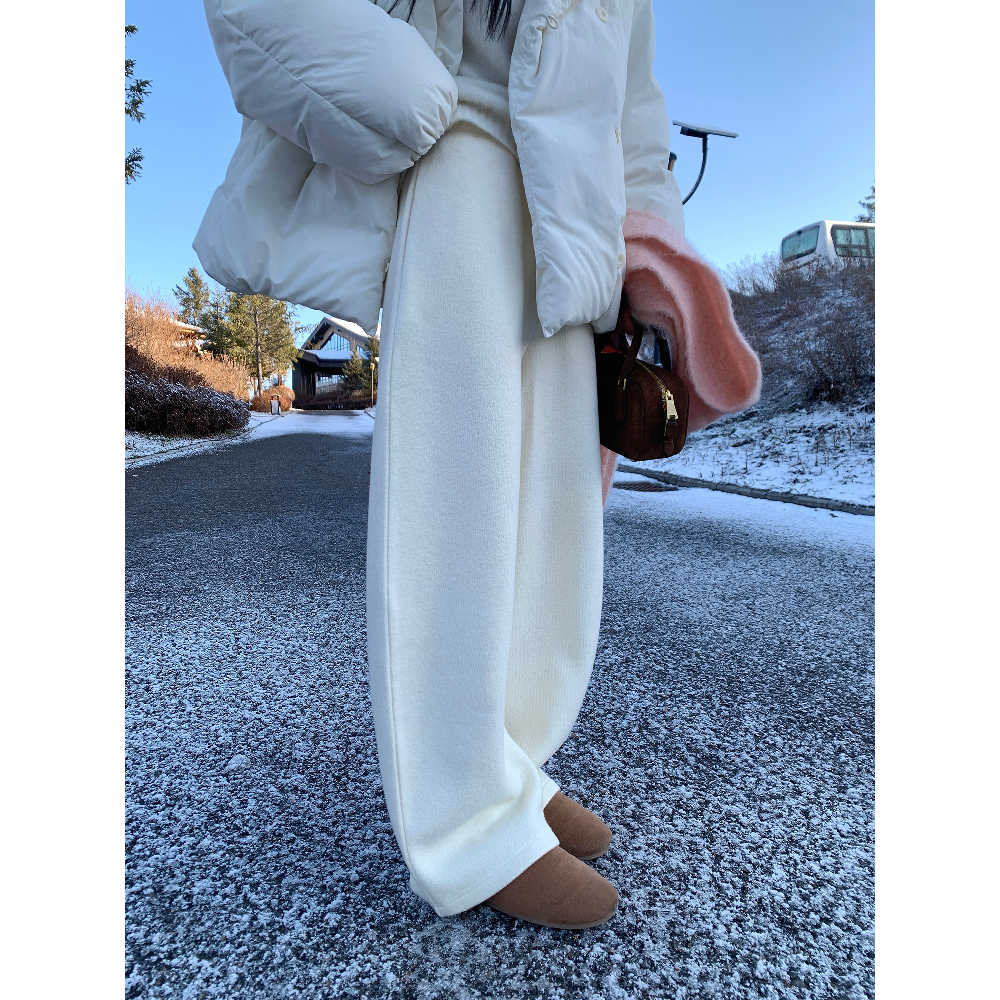 大小姐77一条过冬！600g厚实保暖羊毛圈圈呢加厚加绒休闲裤阔腿裤