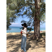 大小姐77 row风美丽诺羊毛松弛感V领显瘦长袖 套头针织T恤打底上衣