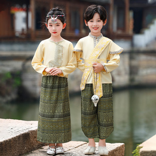 傣族服装儿童女新款国风唐装古风男童服装表演服幼儿园演出服旅拍