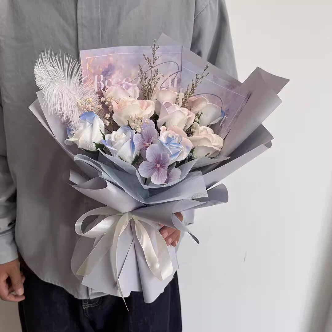 高级永生花束假花花束香皂花仿真花肥皂花花束生日礼物送女生成品