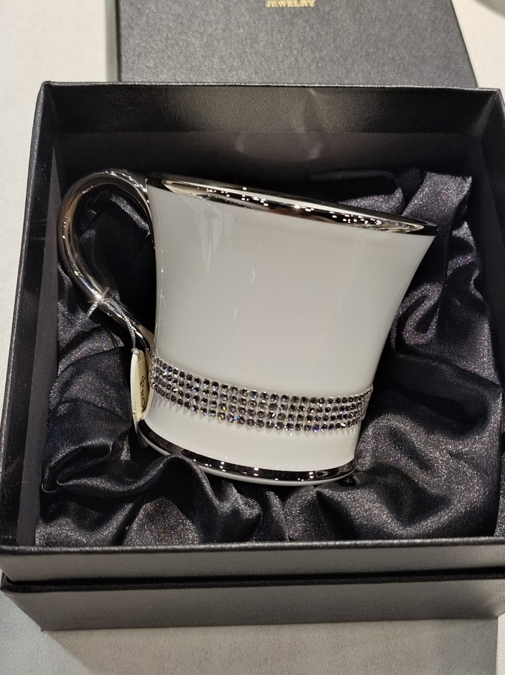 韩国进口PROUNA施华洛世奇骨瓷 白金边马克杯 水杯 情侣杯 礼品