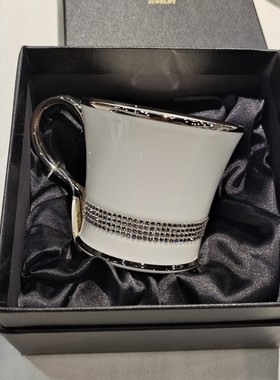 韩国进口PROUNA施华洛世奇骨瓷 白金边马克杯 水杯 情侣杯 礼品