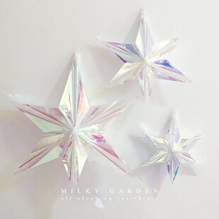 milky garden七彩渐变花球圣诞树 镭射霓虹彩膜星星圣诞橱窗挂饰