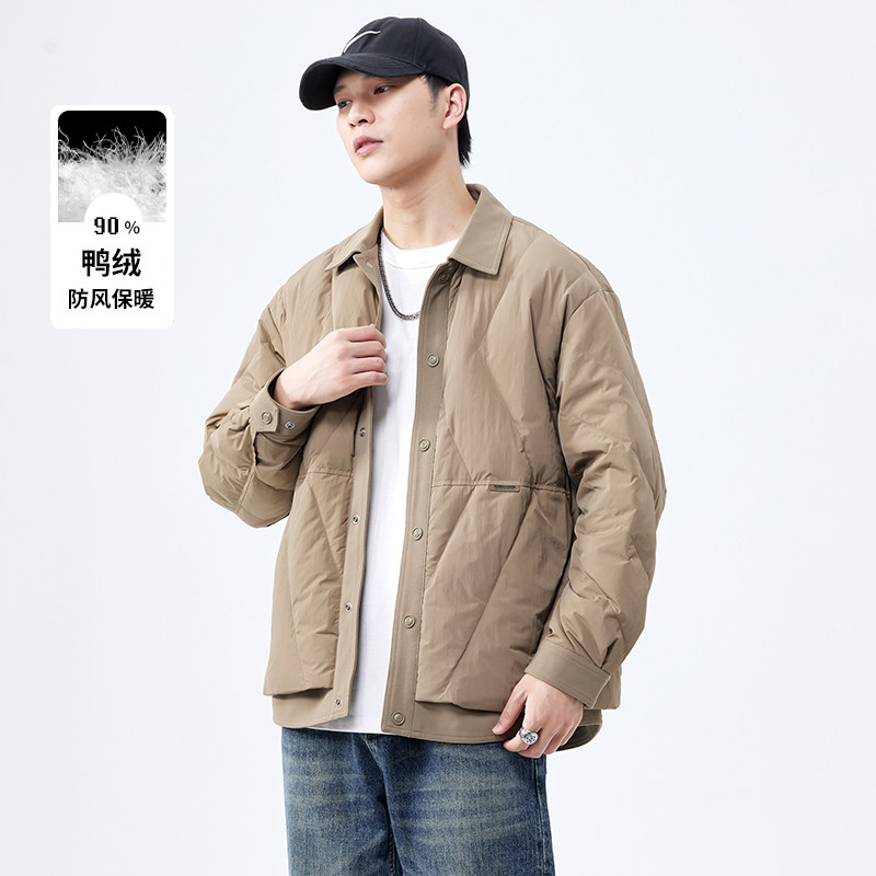 90鸭绒男宽松防风保暖羽绒服