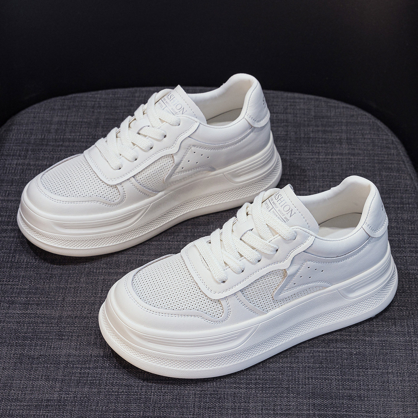 6cm厚底网面小白鞋女2026夏新款显瘦百搭不累脚薄款透气休闲板鞋