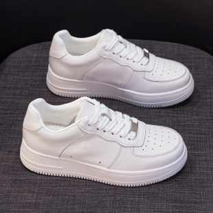 真皮小白鞋女2026春夏新款厚底增高头层牛皮单鞋休闲运动百搭板鞋