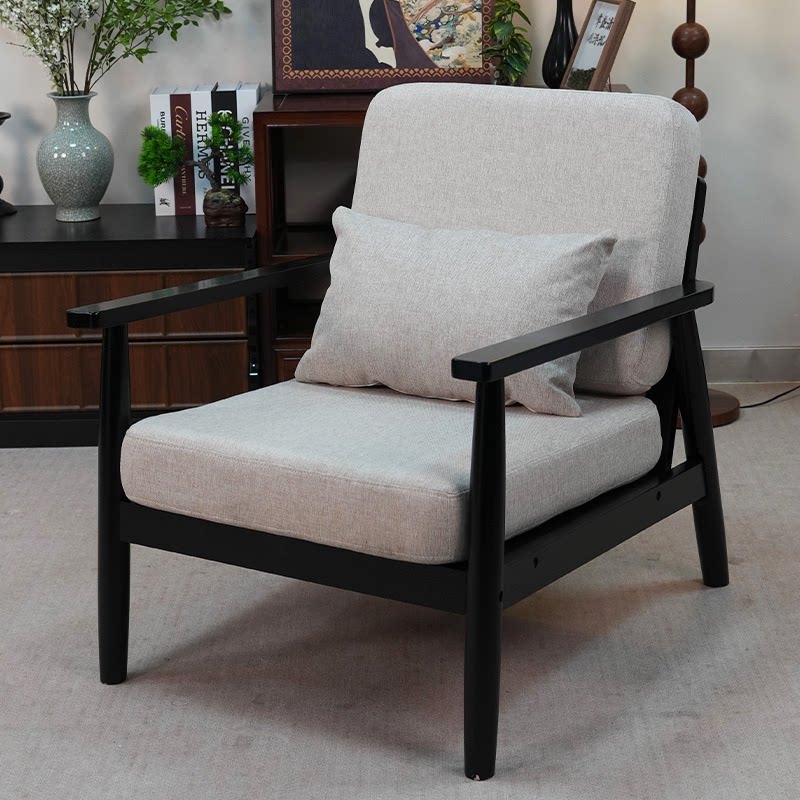 单人椅子2026新款客厅阳台休闲椅超舒服单人椅懒人沙发实木阅读椅