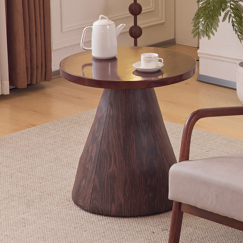 阳台小桌子现代简约茶几组合意式极简圆形茶几小户型客厅中古茶桌