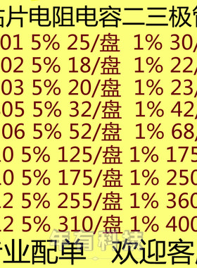 贴片电阻 电容 0201 0402 0603 0805 1206 1210 1812 2010 2512