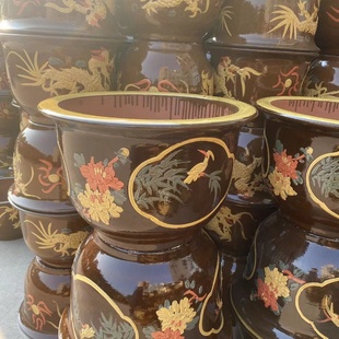 荷花缸庭院大水缸陶瓷鱼缸睡莲盆乌龟缸花鸟精品盆阳台生态鱼缸