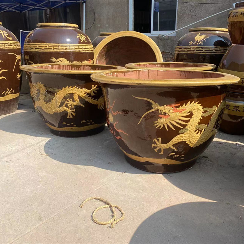 土陶龙缸透气特大号花盆铁树盆