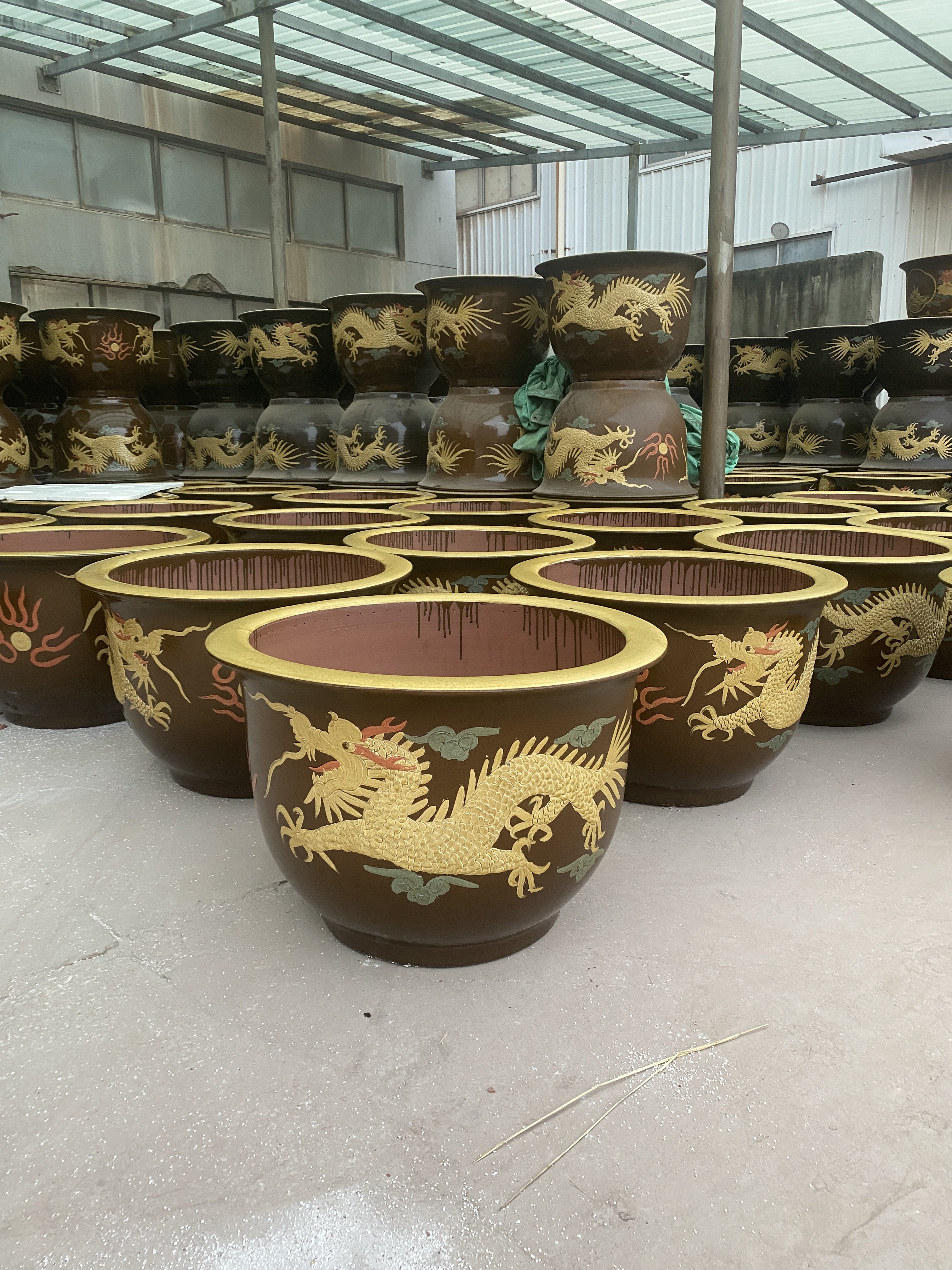 龙缸花盆均釉陶土缸粗陶大口陶瓷特大型家用铁树圆形田园绿植龙盆