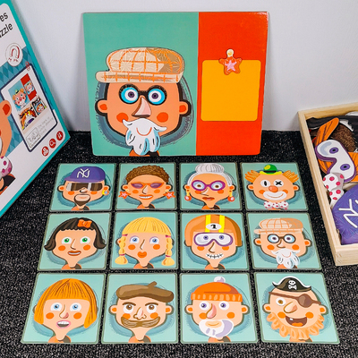 五官认知表情贴磁力拼图益智区玩具小班幼儿园生活区区域材料投放