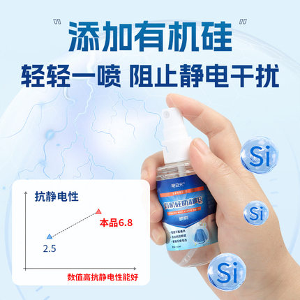 发2支 有机硅防静电喷雾 衣物头发除皱抗静电喷剂衣物柔顺剂防静