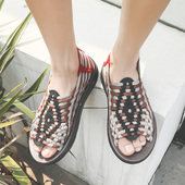 凉鞋 百搭厚底越南编织鞋 男开车包头软底外穿罗马韩版 沙滩网红个性