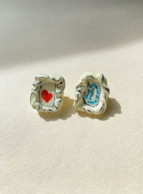 艺术边角料 Revue Littéraire et Artistique 手绘复古小众耳环