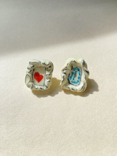 艺术边角料 Revue Littéraire et Artistique 手绘复古小众耳环